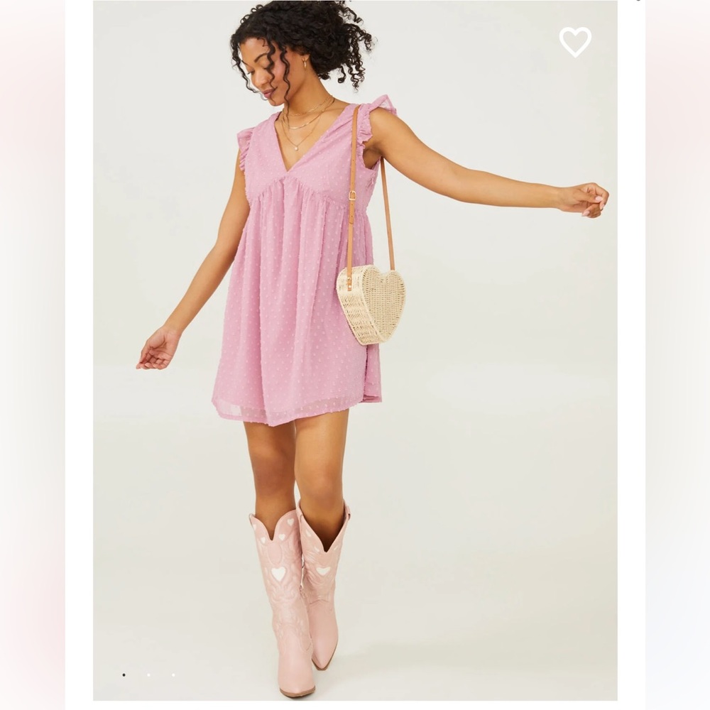 NWT Altar’d State Kehlani Clip Dot Dress in Mauve